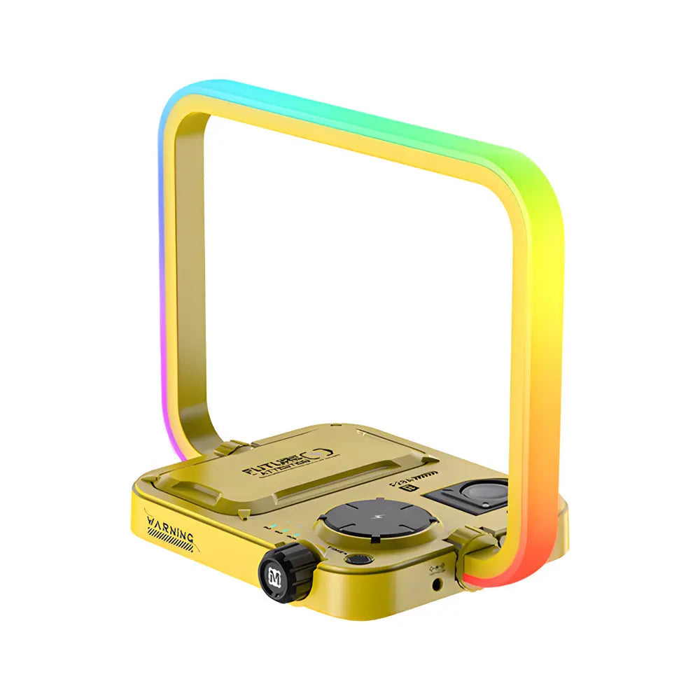 LumiCharge - Lampe de Table Multifonction 3-en-1 avec Chargeur Sans Fil, Éclairage LED RGB et Minuteur - Rynova