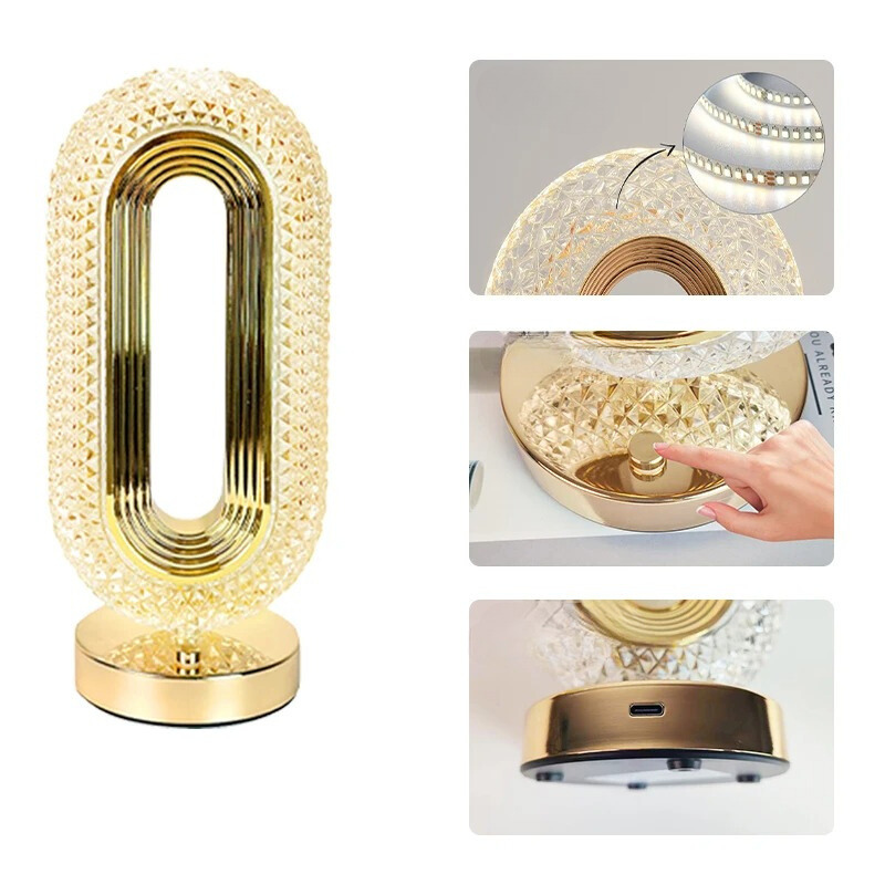 LumiCristal - Lampe de Table en Acrylique Cristallin avec Variateur Tactile - Rynova