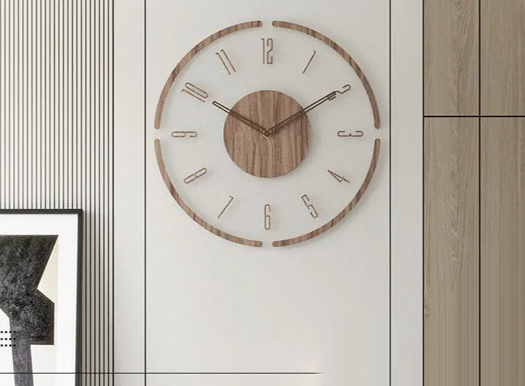 ScandiTime - Horloge Murale Silencieuse en Bois Vrai 35 cm - Rynova