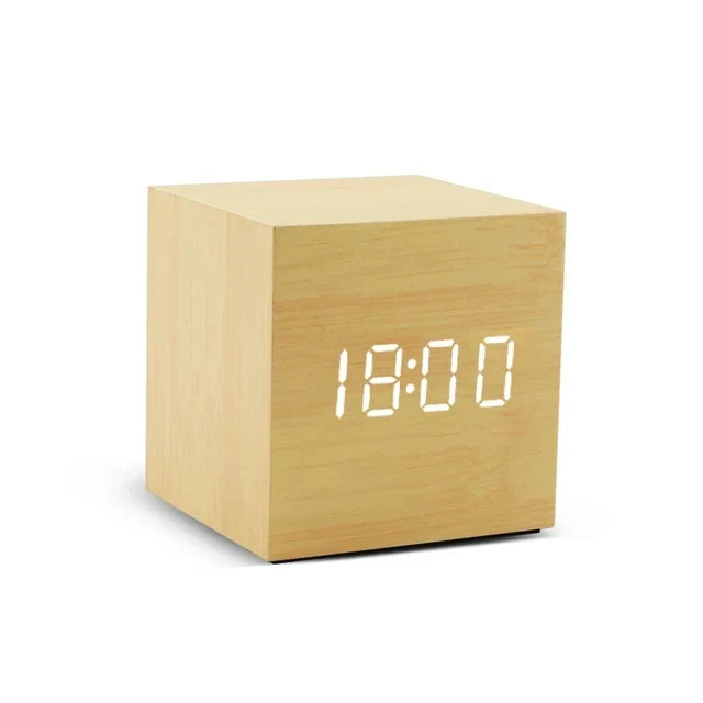 ClimaHorloge – Horloge LED en bois avec affichage de la température et contrôle sonore - Rynova
