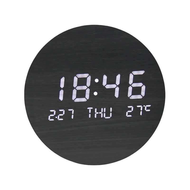 BoisTempo – Horloge de Bureau en Bois avec Alarme et Affichage LED - Rynova