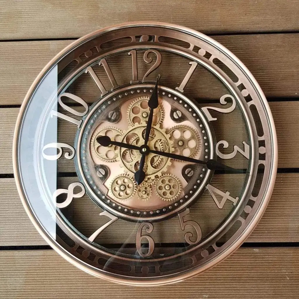 Horloge Murale Vintage en Forme de Poêle en Cuivre Martelé Horloge Murale Vintage en Forme de Poêle en Cuivre Martelé
