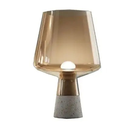 LumièreIndus - Lampe de Table en Verre Ambré et Base en Ciment - Rynova