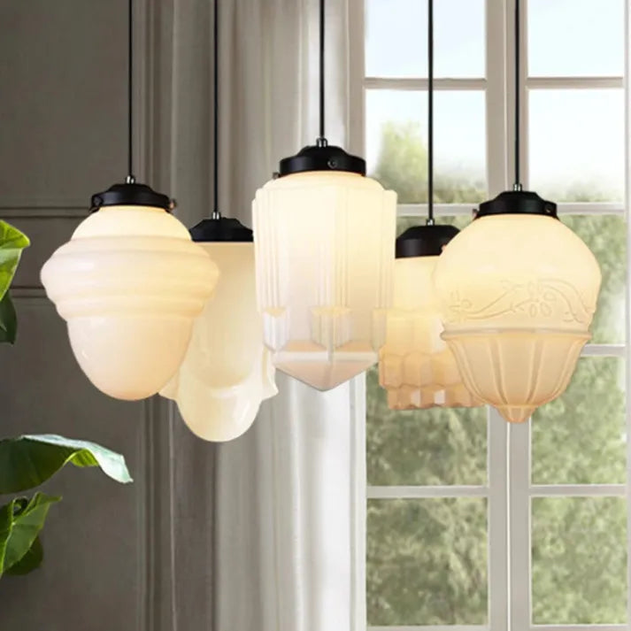 LumiNéo – Suspension Géométrique en Verre Givré Moderne - Rynova