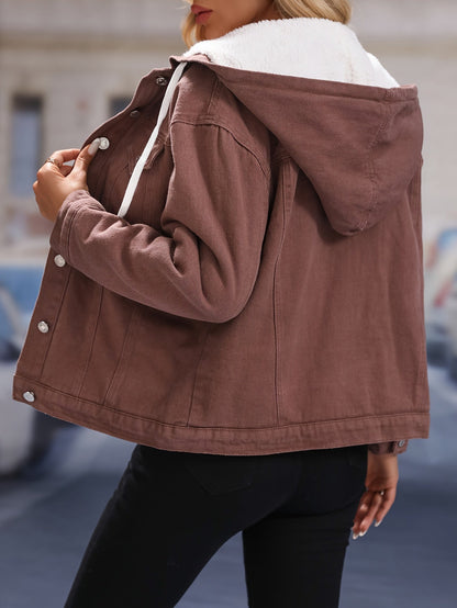 Chaleur Élégante - Veste à capuche en polaire marron confortable - Rynova