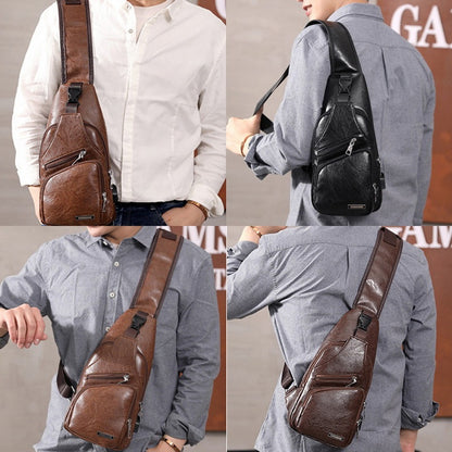 Sac à dos USB pour hommes - Sac à bandoulière personnalisé en PU/PVC, sac de voyage diagonal, sac messager tendance - Rynova