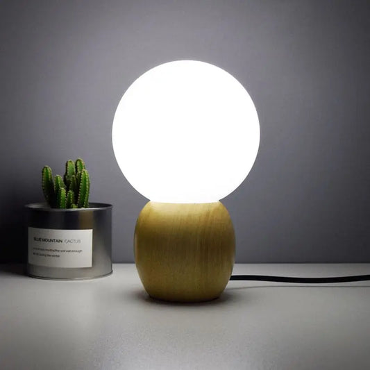 ÉclatBois - Lampe de Nuit à Boules avec Socle en Bois Naturel - Rynova