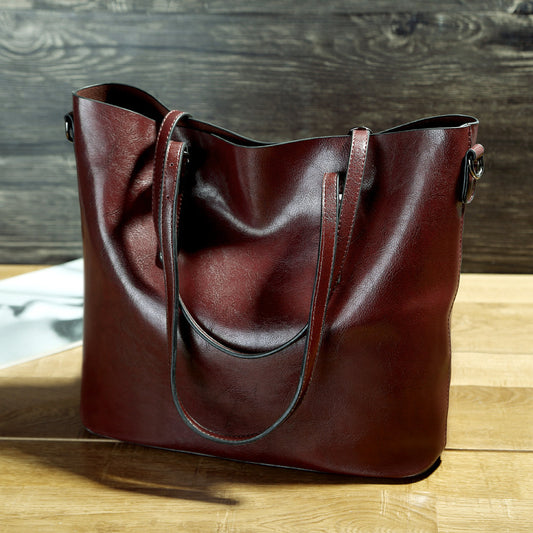 ÉléganceCuir - Sac Porté Épaule en Cuir Ciré, Style Tote Pratique - Rynova