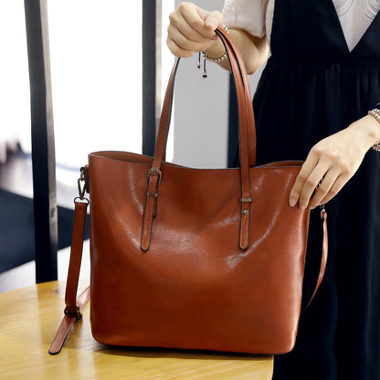 ÉléganceCuir - Sac Porté Épaule en Cuir Ciré, Style Tote Pratique - Rynova