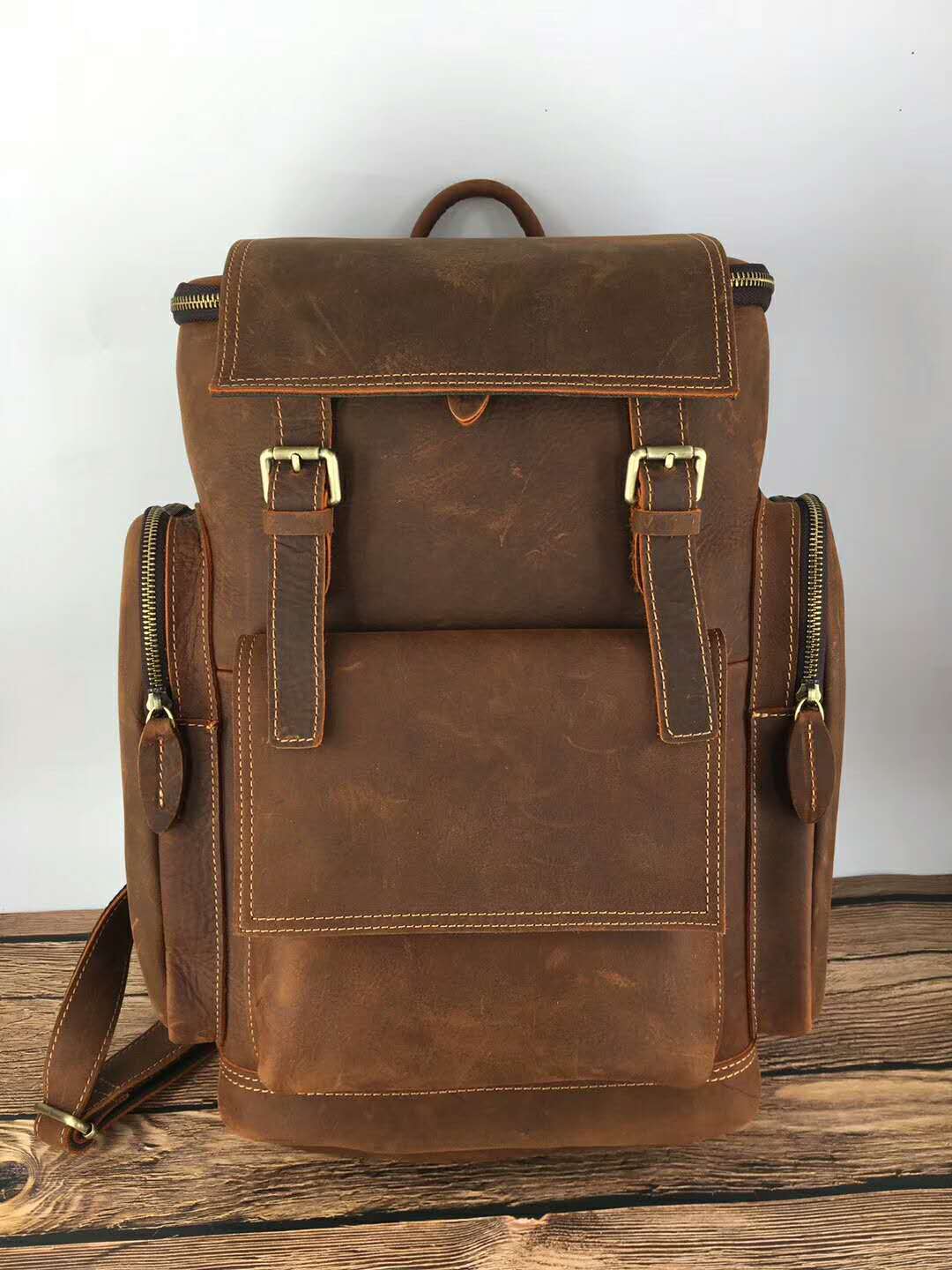 Voyageur - Sac à dos en cuir véritable pour homme, grand format 15,6" - Rynova