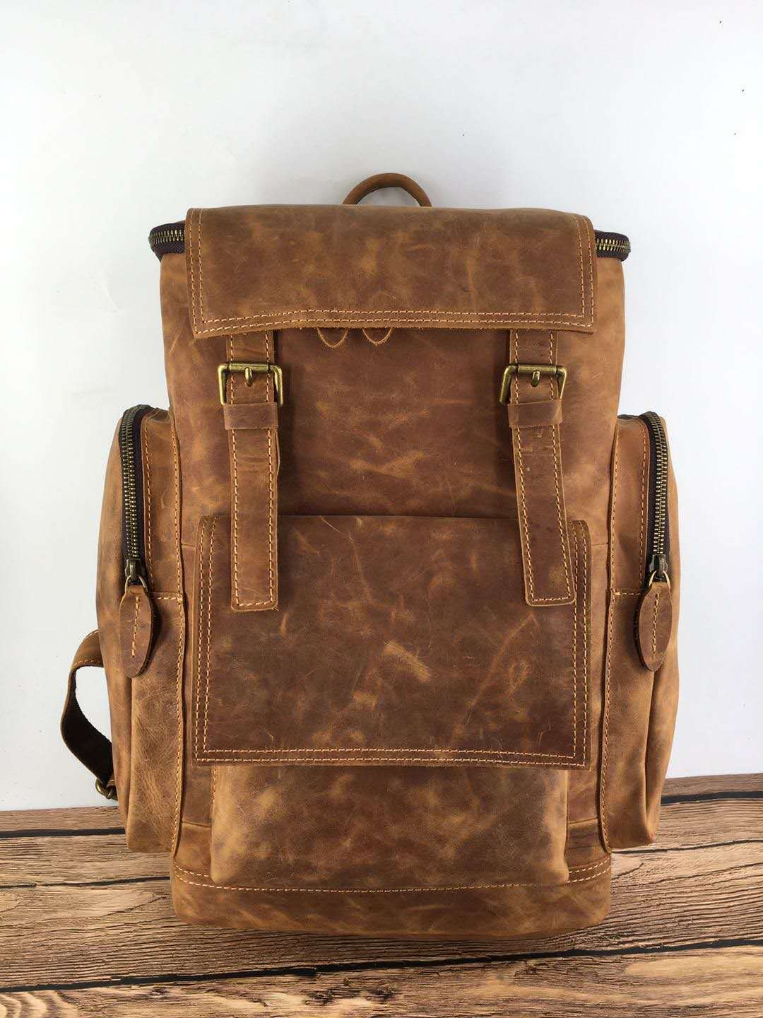 Voyageur - Sac à dos en cuir véritable pour homme, grand format 15,6" - Rynova