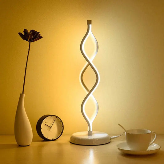 LumièreÉlégance - Lampe de Table LED en Forme de Spirale Blanche - Rynova