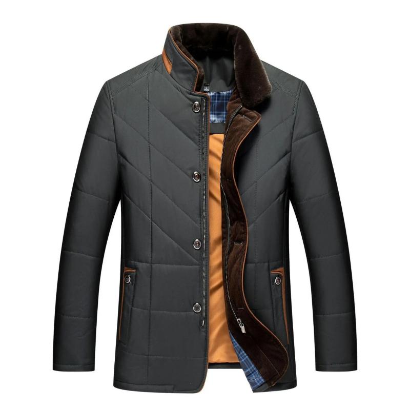 Maxim - Manteau d'hiver noir avec col en fourrure pour homme - Rynova