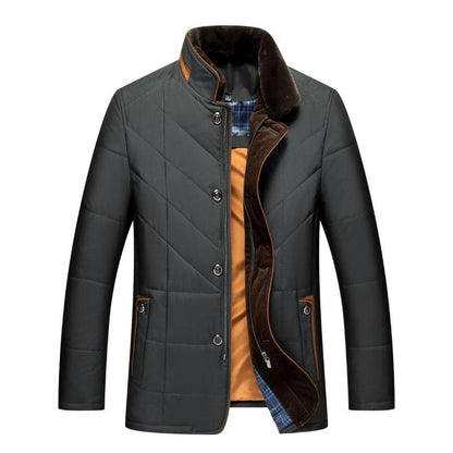 Maxim - Manteau d'hiver noir avec col en fourrure pour homme - Rynova