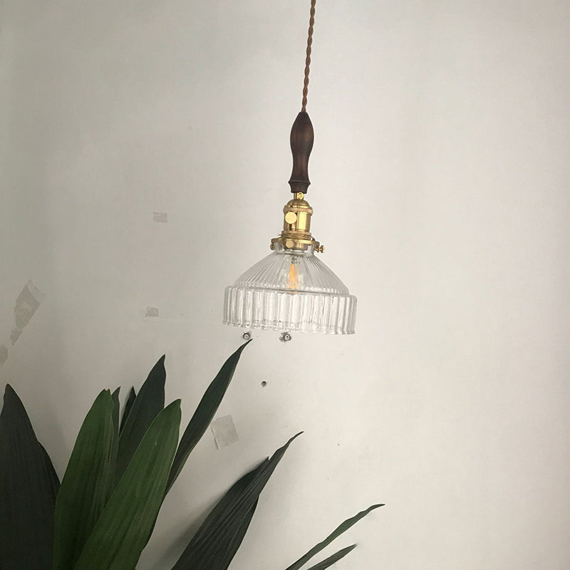 Élégance Loft - Lampe Suspendue en Verre Strié Transparent - Rynova