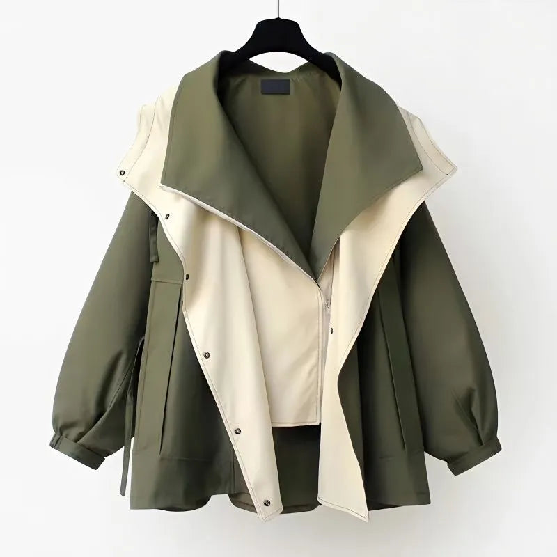 Amara Chic - Trenchcoat vert élégant pour femme en saison de transition - Rynova