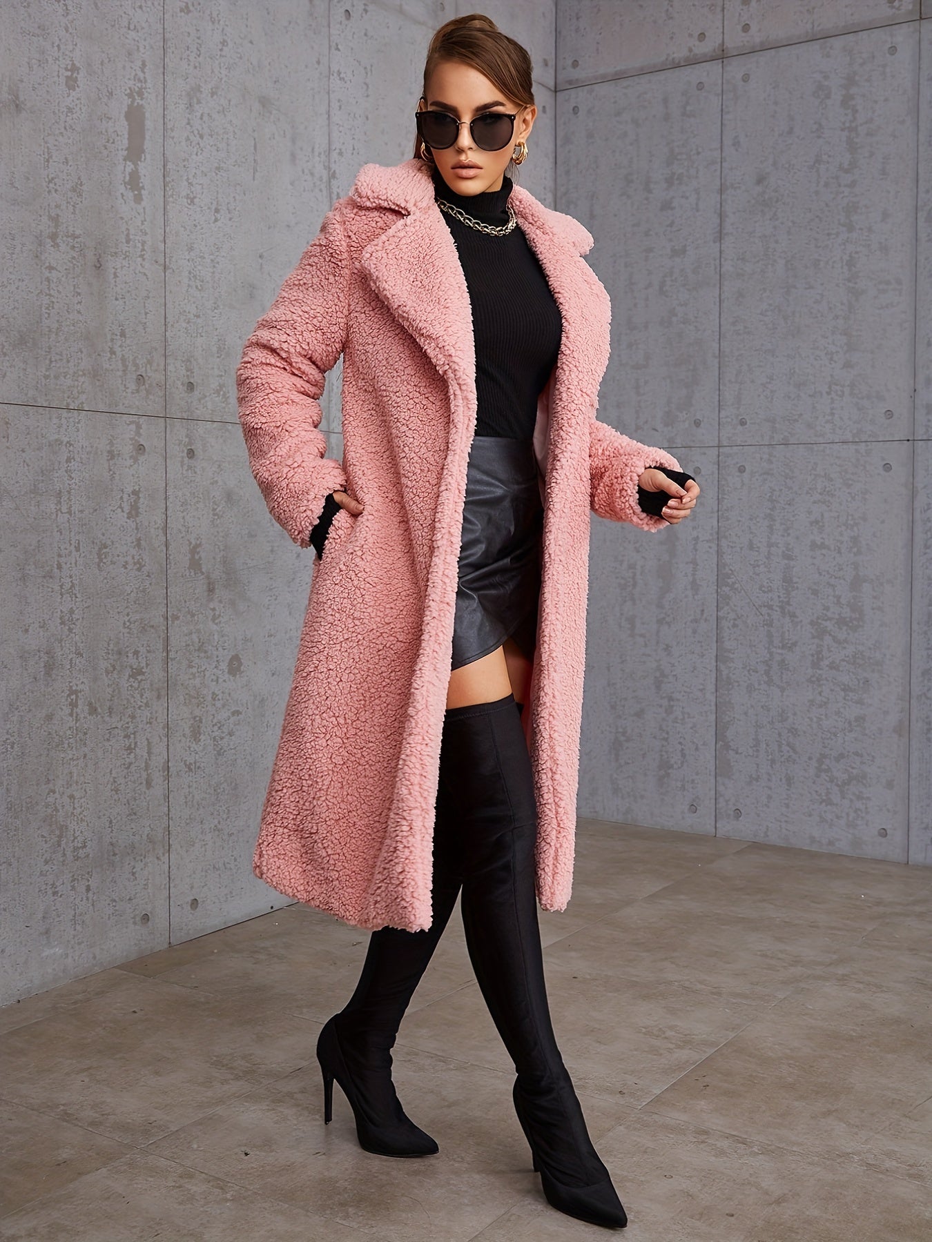 Élégance Rose - Manteau teddy doux et tendance pour l'hiver - Rynova