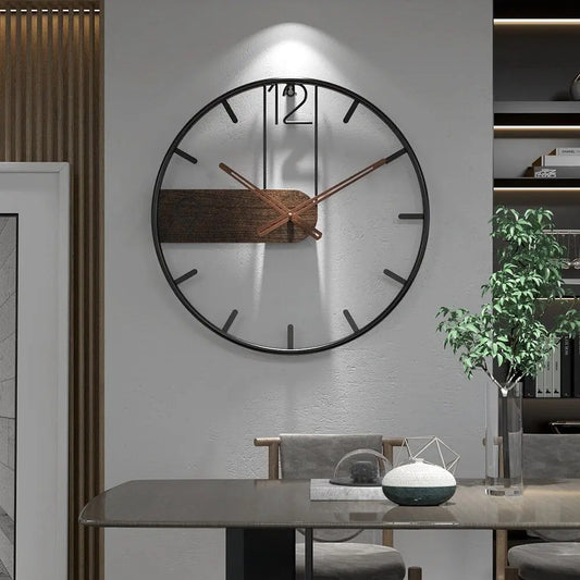 Horloge Murale en Acier et Noyer EleganceTime - Rynova