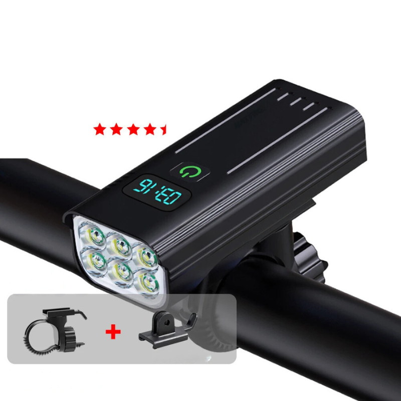 LumiCyclo – Lampe Vélo LED 5000LM Rechargeable avec 3 Supports - Rynova