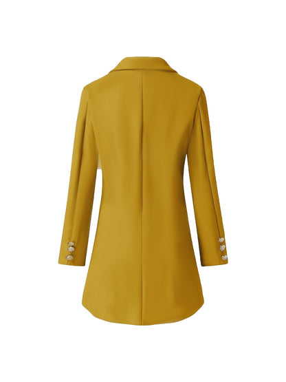 Mode Éclat - Manteau double boutonnage jaune pour femmes élégantes - Rynova