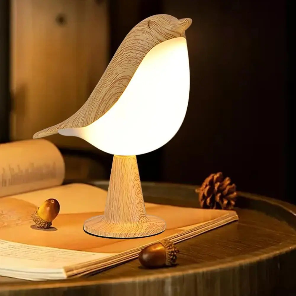 OiseauLumi - Lampe de Nuit en Bois Élégante - Rynova