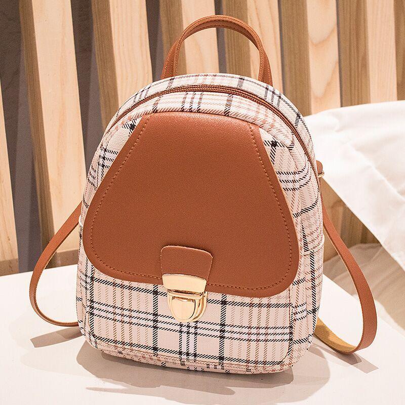 Mini Sac à Dos Élégant Pour Femme avec Fermeture Sécurisée-Style Plaid - Rynova