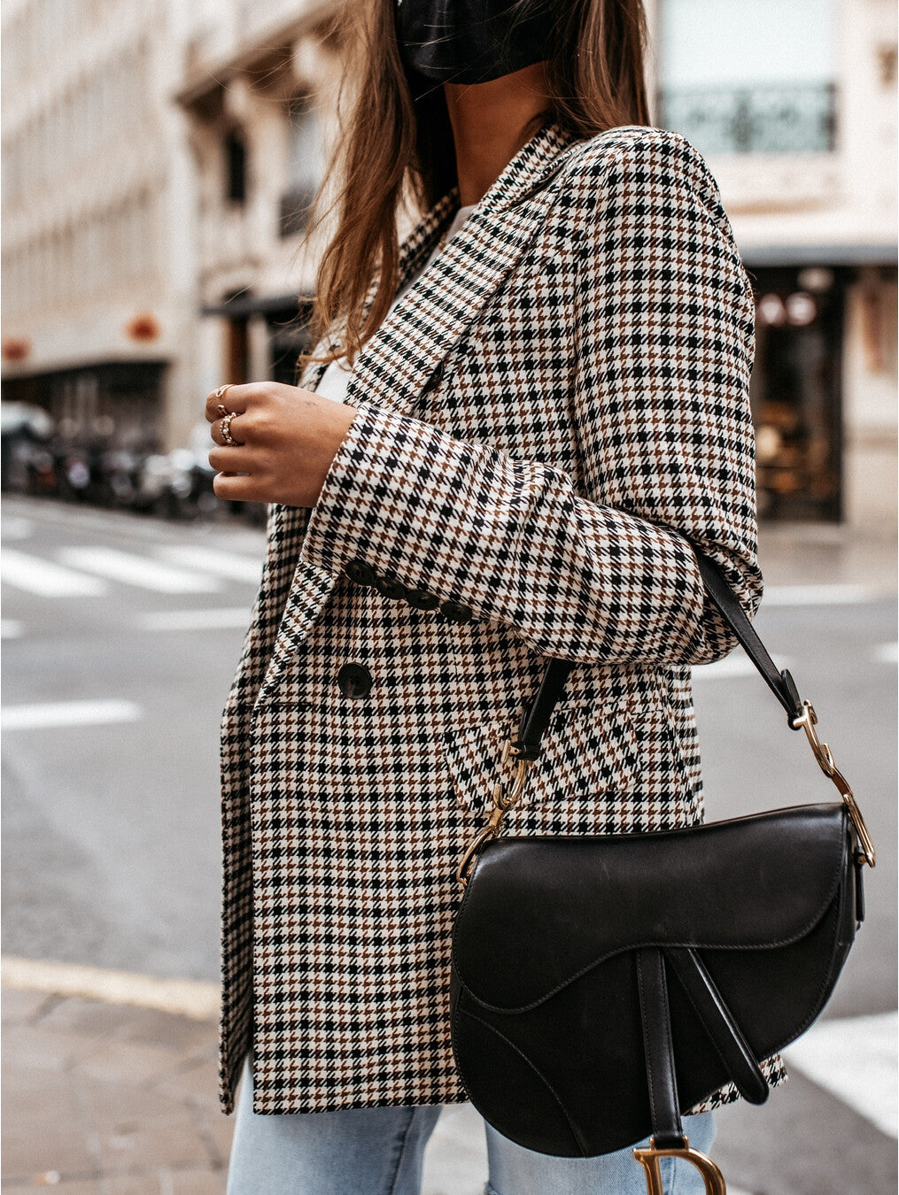 ChicÉlégance - Veste longue à carreaux pour femme en hiver - Rynova