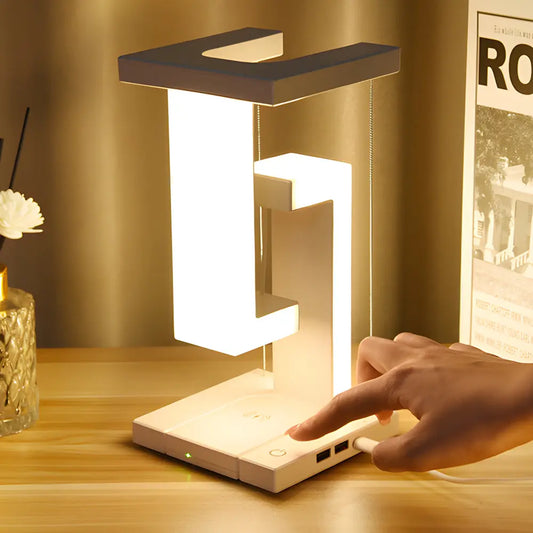 LeviLight - Lampe de Table Anti-Gravité avec Chargement Sans Fil et Éclairage LED - Rynova