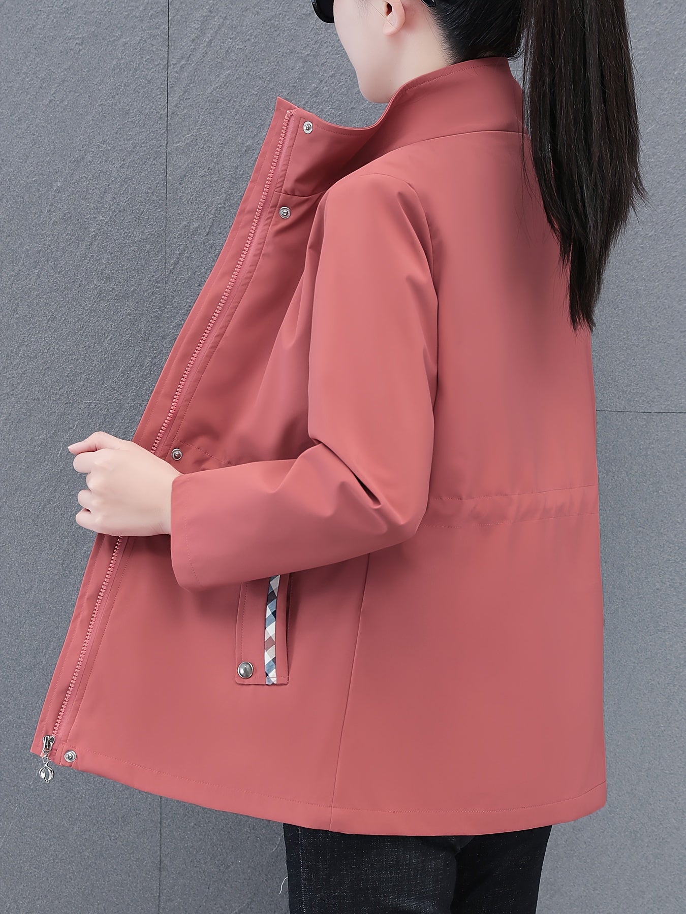 Luna Mode - Veste zippée rose avec contraste pour un look moderne - Rynova