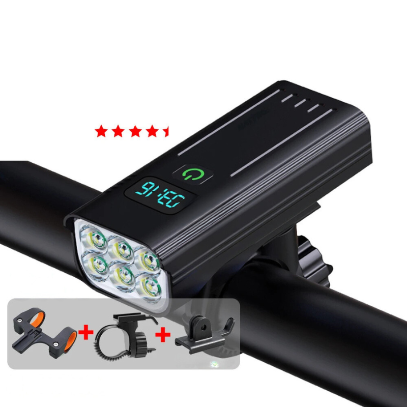 LumiCyclo – Lampe Vélo LED 5000LM Rechargeable avec 3 Supports - Rynova