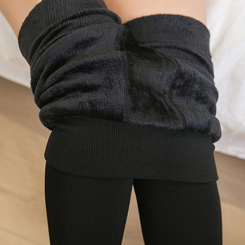 Léonie - Leggings thermiques en polaire noires pour l'hiver - Rynova