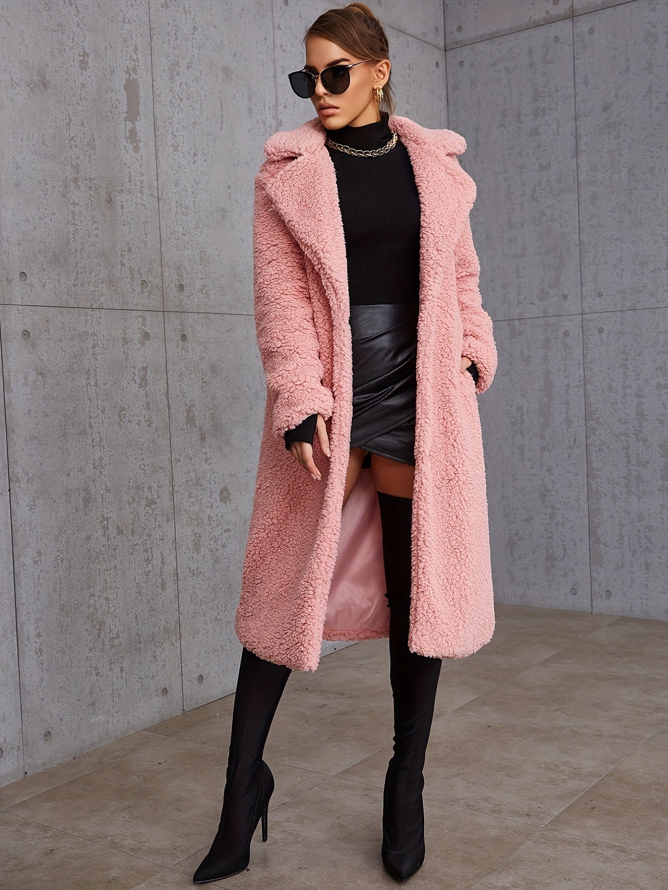 Élégance Rose - Manteau teddy doux et tendance pour l'hiver - Rynova