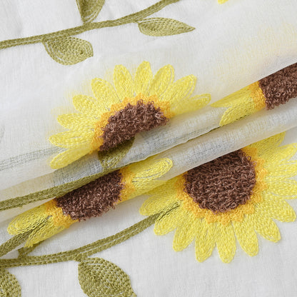 TournesolChic - Rideau Aéré Blanc à Motif de Tournesols pour une Décoration Fermière - Rynova