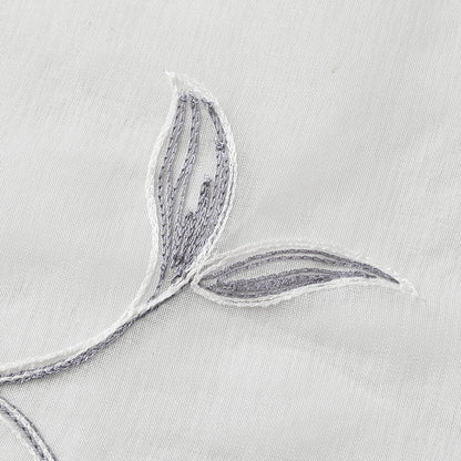 FloraÉlégante - Rideau en Polyester avec Motifs Floraux en Blanc et Gris - Rynova