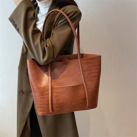 Sac Cabas Vintage Élégance Cuirtage – Grand Sac en Cuir PU pour un Style Intemporel - Rynova