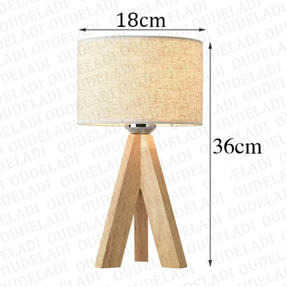 Lumière d'Éclat – Lampe de Table en Bois avec Abat-Jour Tissu Noir et Blanc