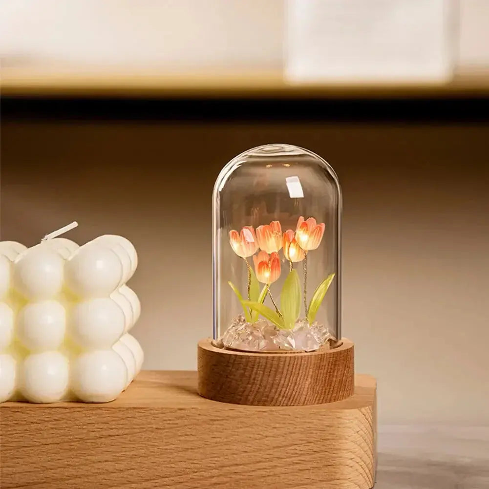 ÉclatTulipe - Lampe de Nuit Faite à la Main en Verre - Rynova