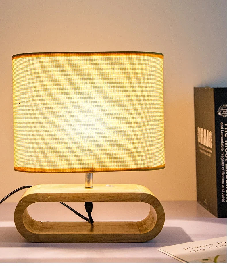 SereinLumi - Lampe de Bureau LED Style Japonais en Bois - Rynova