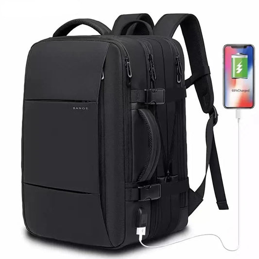 Sac à Dos de Voyage BANGE Pro – Grand Sac Étanche avec Port USB, Extensible, Capacité 17.3 pouces, Sac à Dos d’Affaires pour Homme - Rynova