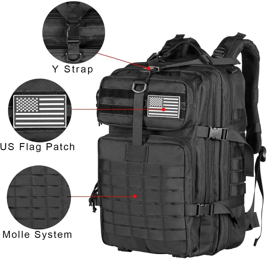 TacticalPro – Sac à Dos Tactique Homme 30L/45L pour Randonnée, Survie et Chasse - Rynova