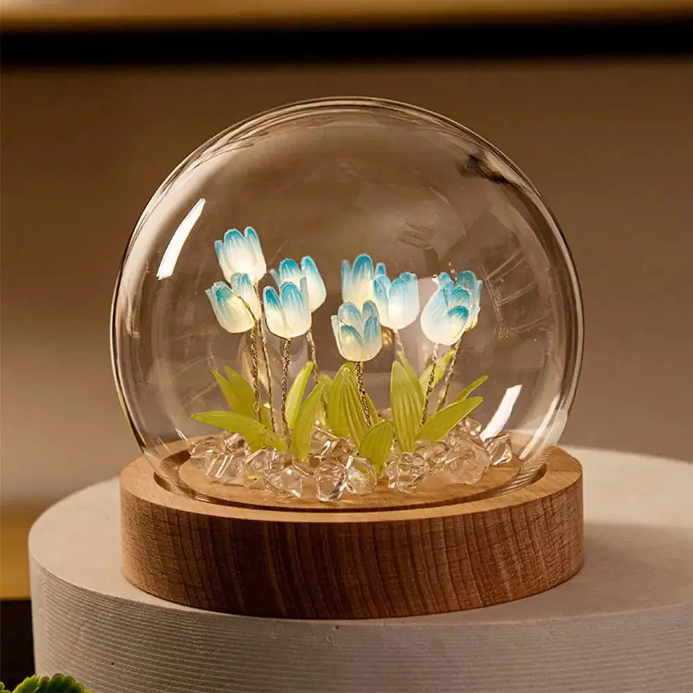 ÉclatTulipe - Lampe de Nuit Faite à la Main en Verre - Rynova