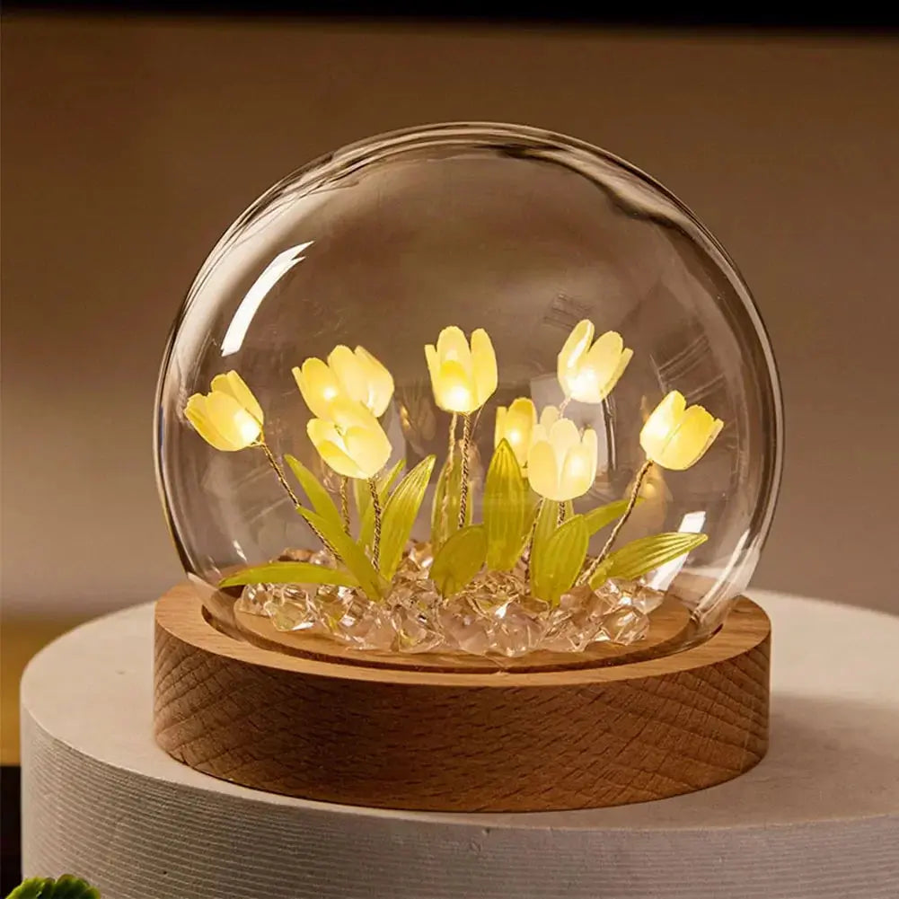 ÉclatTulipe - Lampe de Nuit Faite à la Main en Verre - Rynova