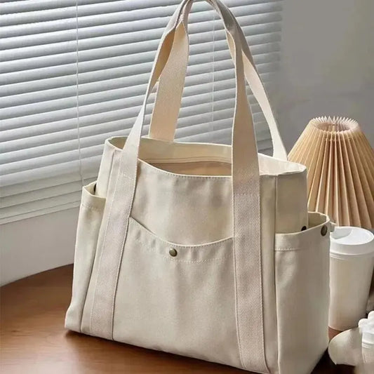 Sac À Main Élégant – Sac en Toile Grande Capacité avec Poches Extérieures Multiples - Rynova