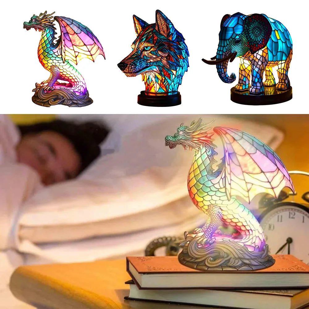 LumiFaune - Lampe 3D en Verre Animal Décoratif - Rynova