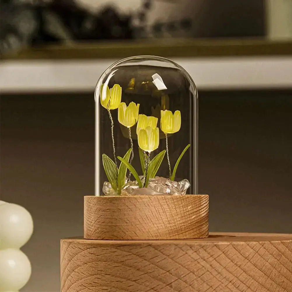 ÉclatTulipe - Lampe de Nuit Faite à la Main en Verre - Rynova