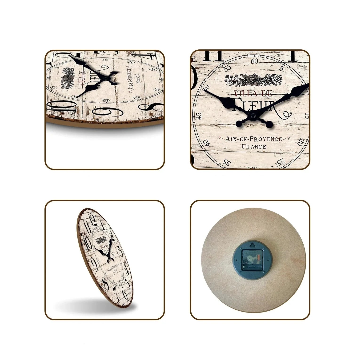 Horloge Murale de Cuisine rétro en Bois, silencieuse Horloge Murale de Cuisine rétro en Bois, silencieuse