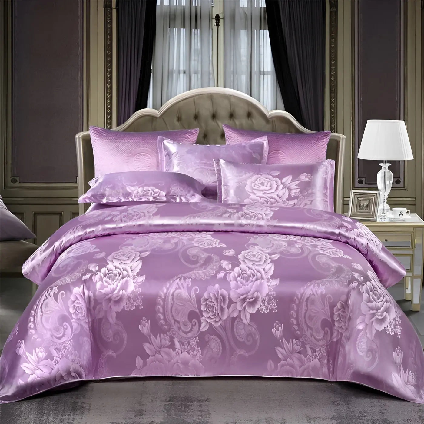 LuxeDoux - Housse de Couette Satinée en Jacquard Élégant - Rynova