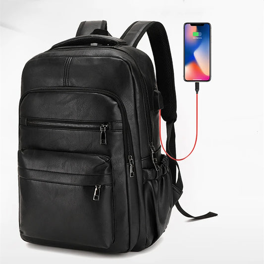 LuxeCharge - Sac à Dos en Cuir PU avec Port USB - Rynova