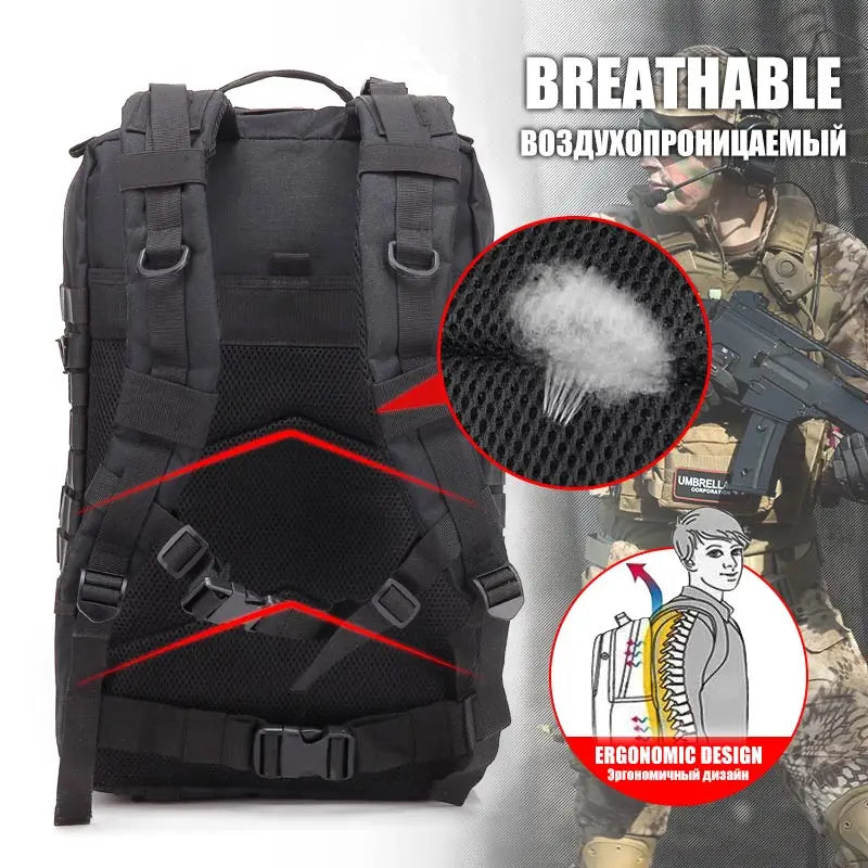 TacticalPro – Sac à Dos Tactique Homme 30L/45L pour Randonnée, Survie et Chasse - Rynova