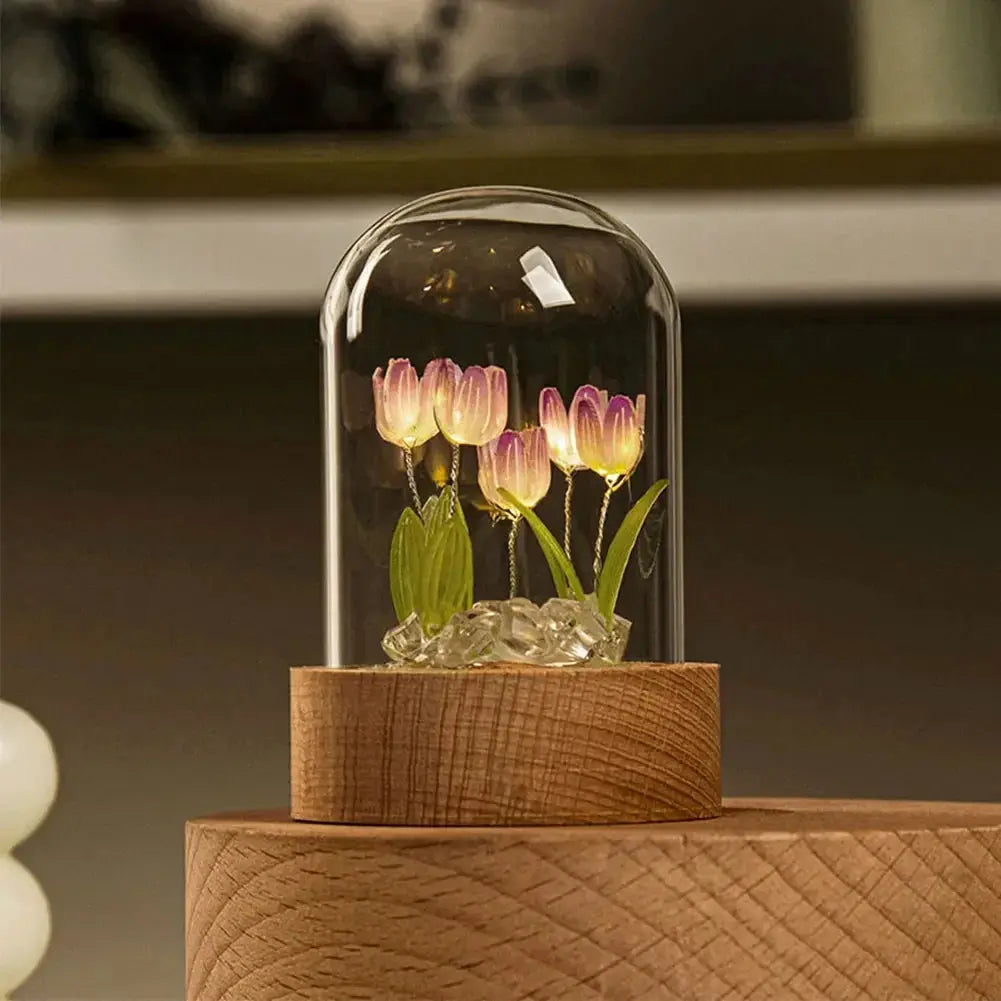 ÉclatTulipe - Lampe de Nuit Faite à la Main en Verre - Rynova